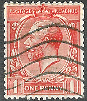SG398var 1913 1d Deep Scarlet with Wmk. Multiple Cypher used.