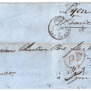 SG62 1855 Used on cover. Deep carmine, small garter. Scarce