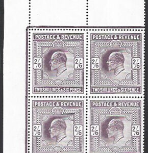 1902-10 2/6d Slate purple SG M49 (3) an pristine and beautiful u/mint corner block of 4.